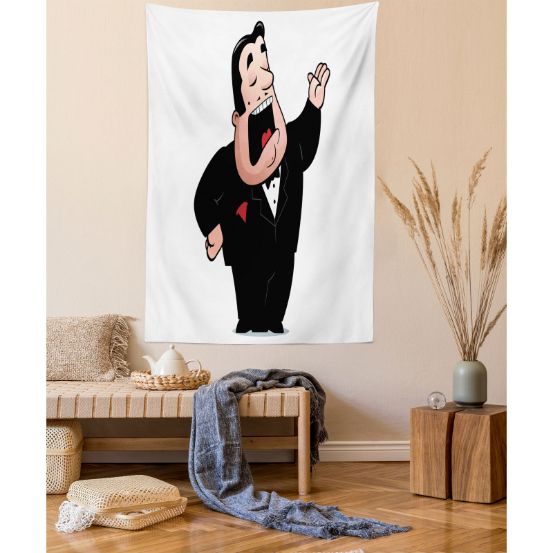 Cartoon Singer Man in Smokin Tapestry