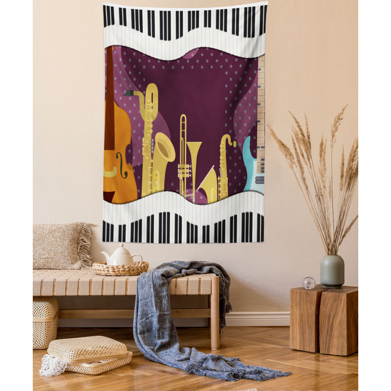 Cartoon Musical Instruments Tapestry