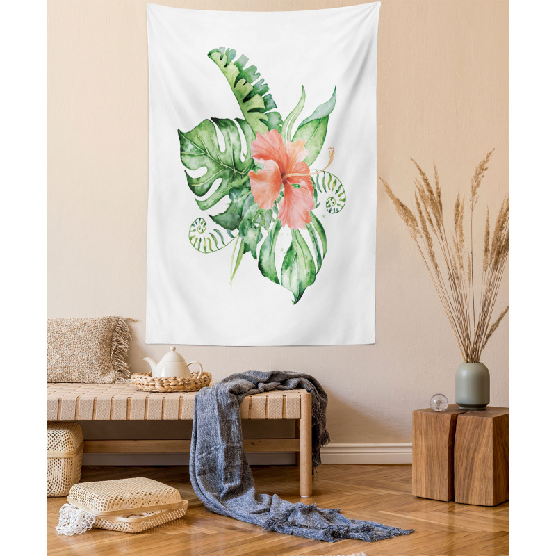 Exotic Flower Leafy Bouquet Tapestry