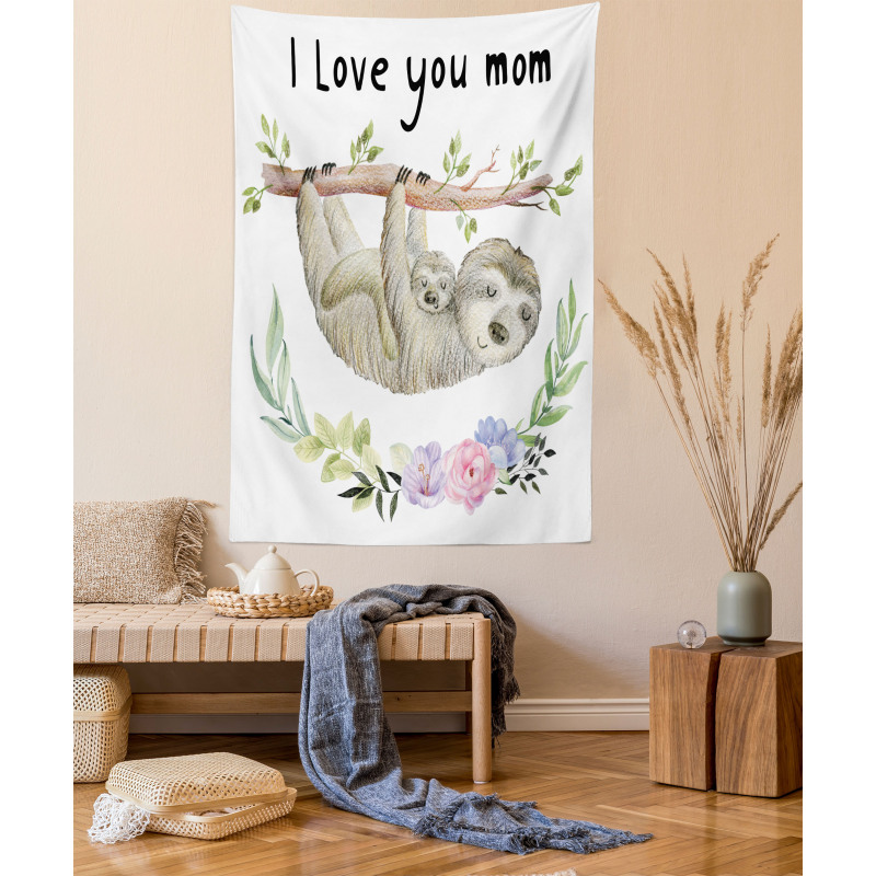 Mom Sloth and Baby Tapestry