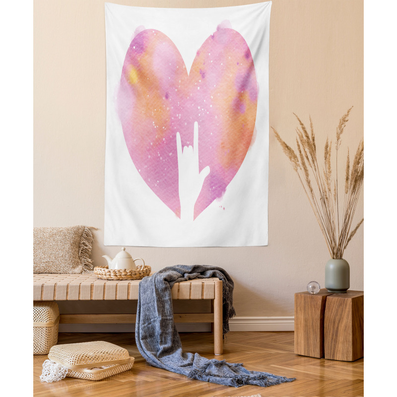 Watercolor Heart Rock Sign Tapestry