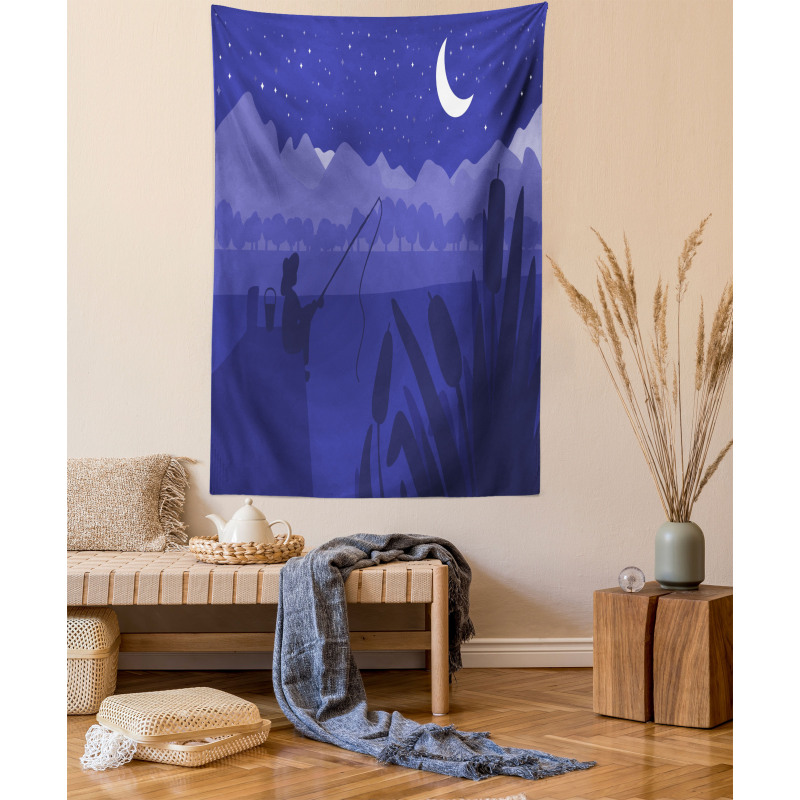 Fisherman Moon River Tapestry