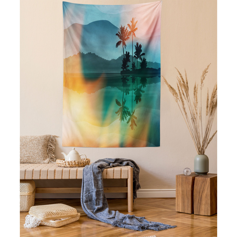 Sea and Palm Trees Art Tapestry