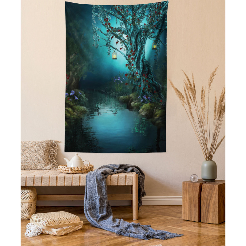 Mystical Forest Lake Tapestry