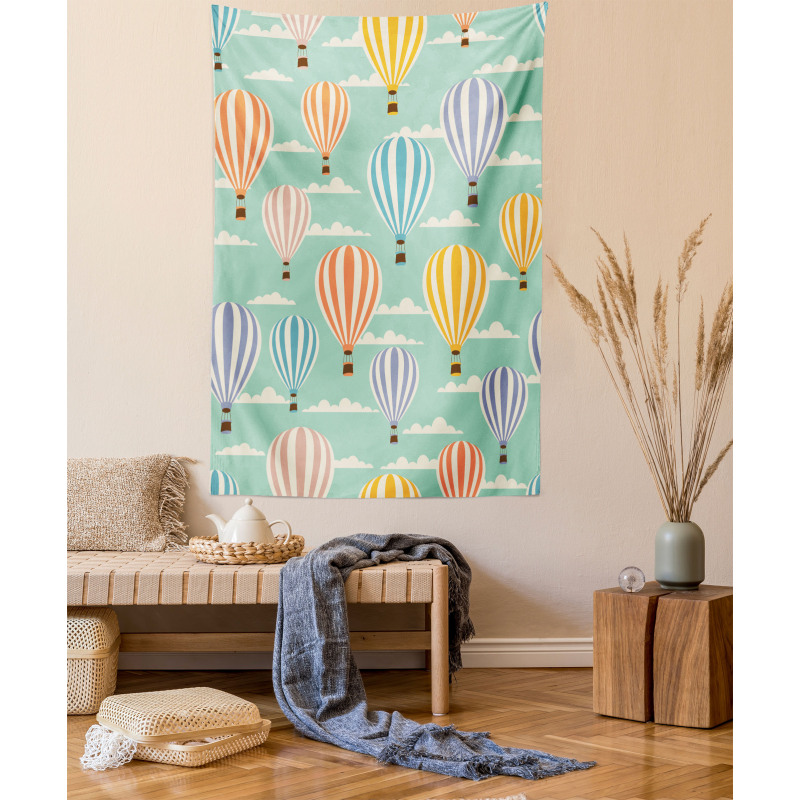 Retro Travel Balloons Tapestry