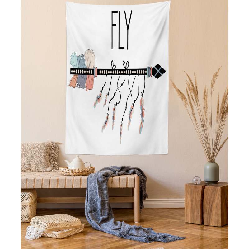 Native Arrow and Feather Fly Tapestry