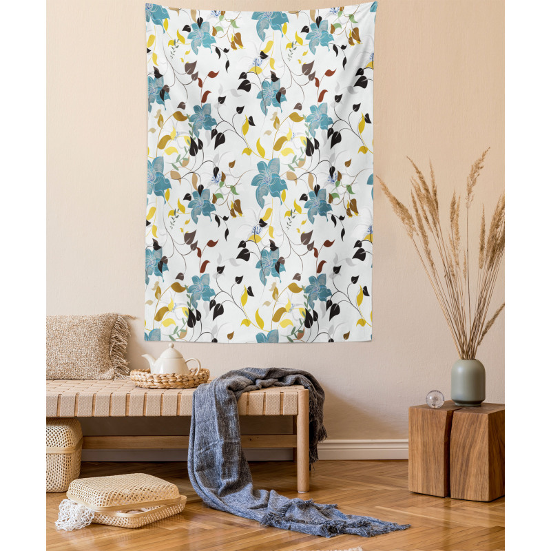 Colorful Flowers Leaf Tapestry