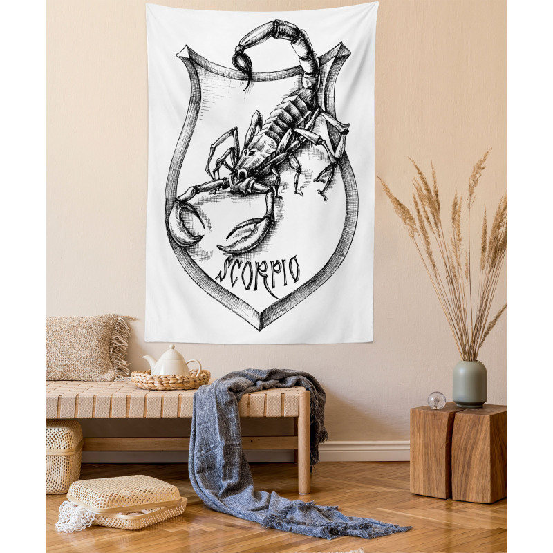 Black and White Scorpio Tapestry