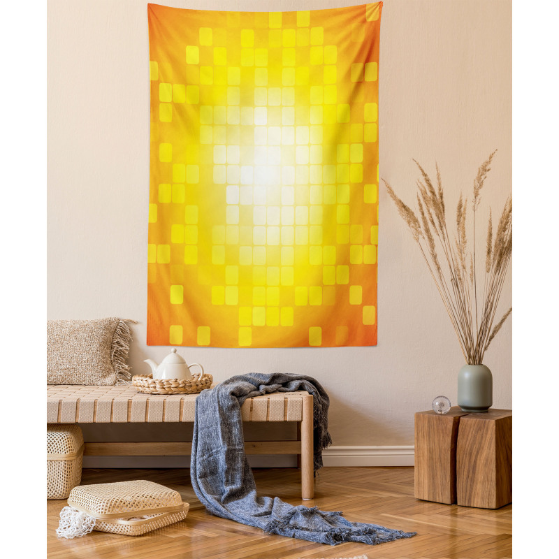 Retro Pixel Art Squares Tapestry