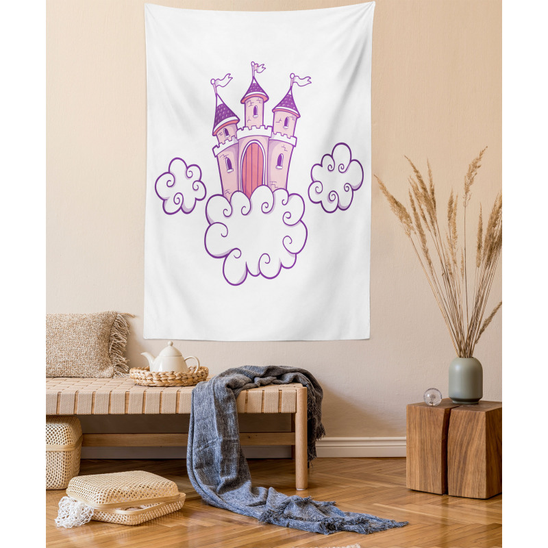 Dreamy Fortress Clouds Art Tapestry