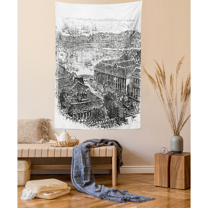 Vintage City Silhouette Tapestry