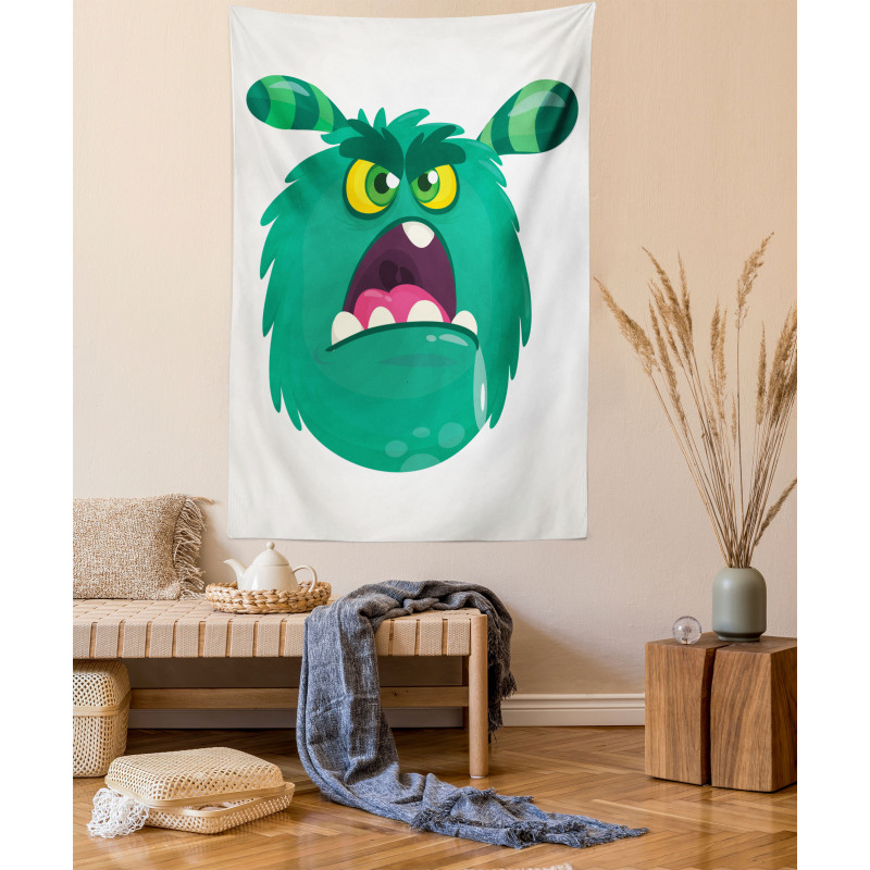 Fluffy Angry Monster Cartoon Tapestry