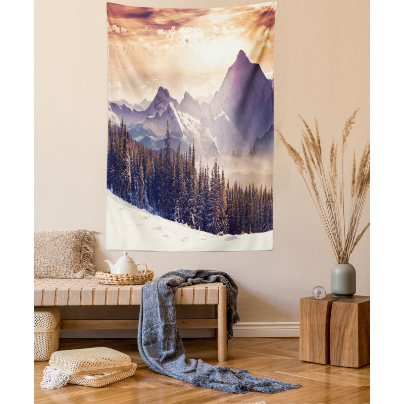 Winter Evening Mountain Tapestry