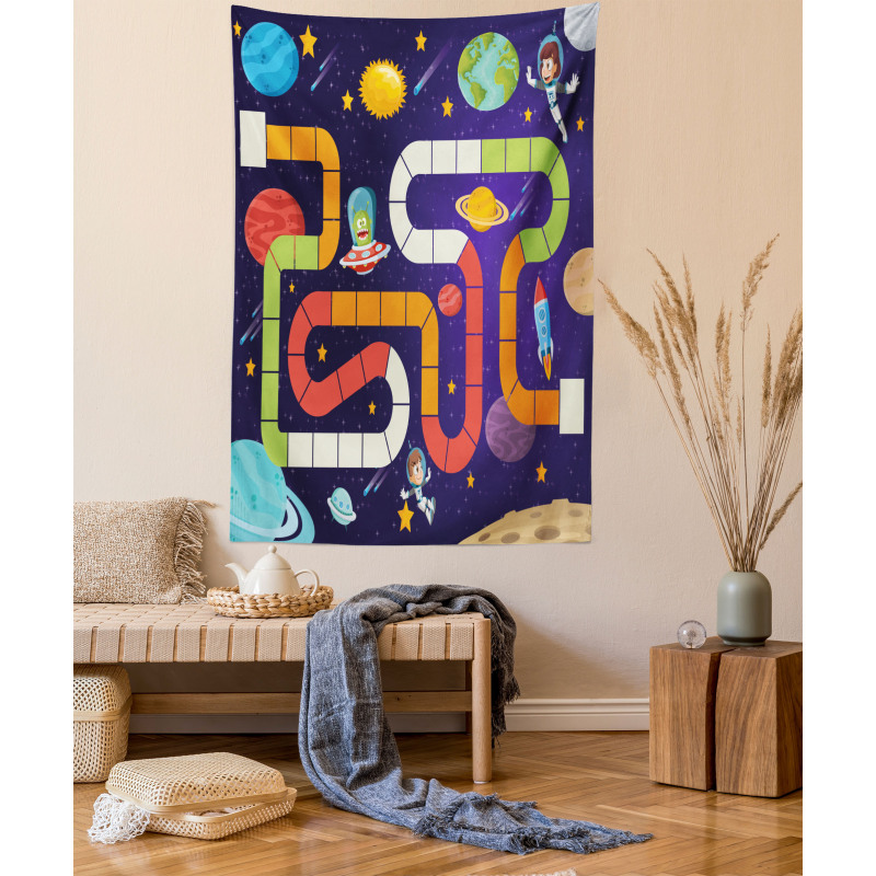 Cartoon Style Children Flying Tapestry