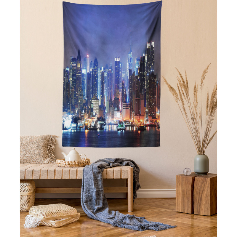 River and Skyline Photo Tapestry