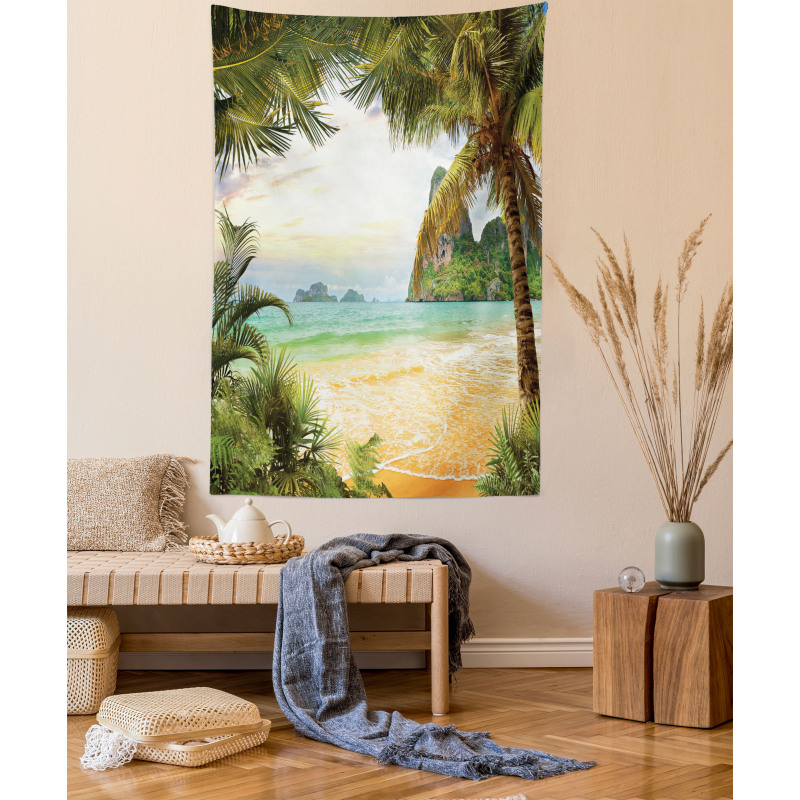Palm Coconut Trees Beach Tapestry