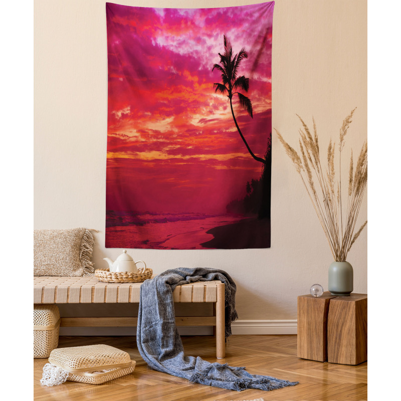 Tropical Island Beach Palms Tapestry