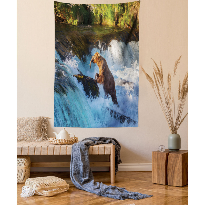 Alaska Waterfall Wildlfie Tapestry