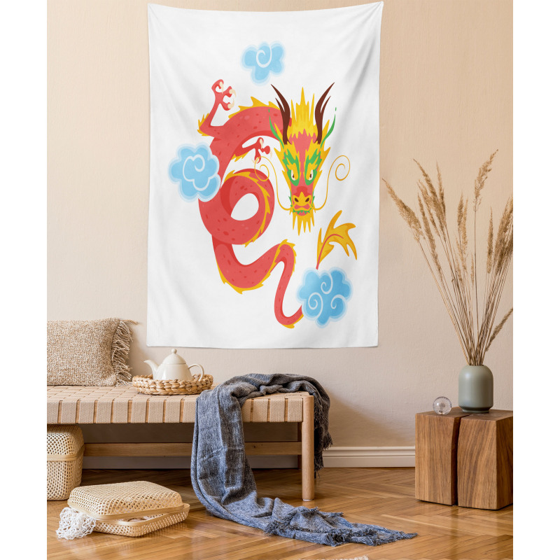 Swirling Clouds Angry Dragon Tapestry