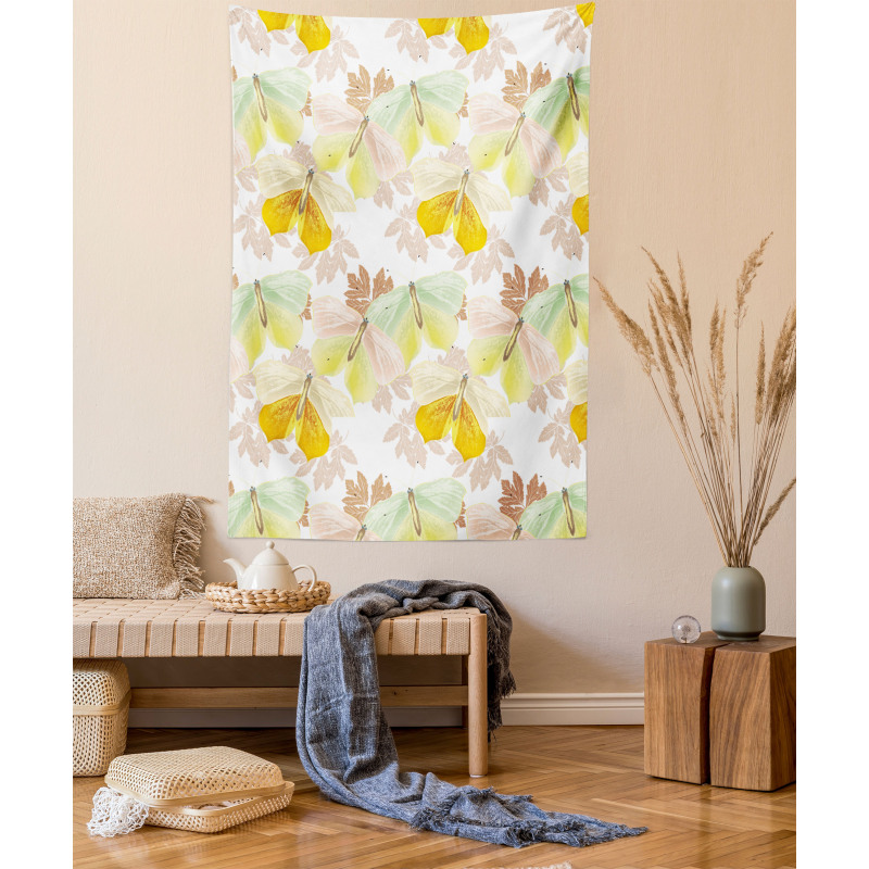 Soft Butterflies and Leaves Tapestry