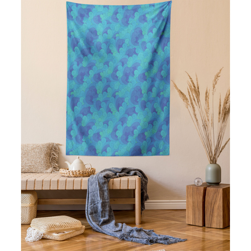 Doodle Ocean Sky Clouds Tapestry