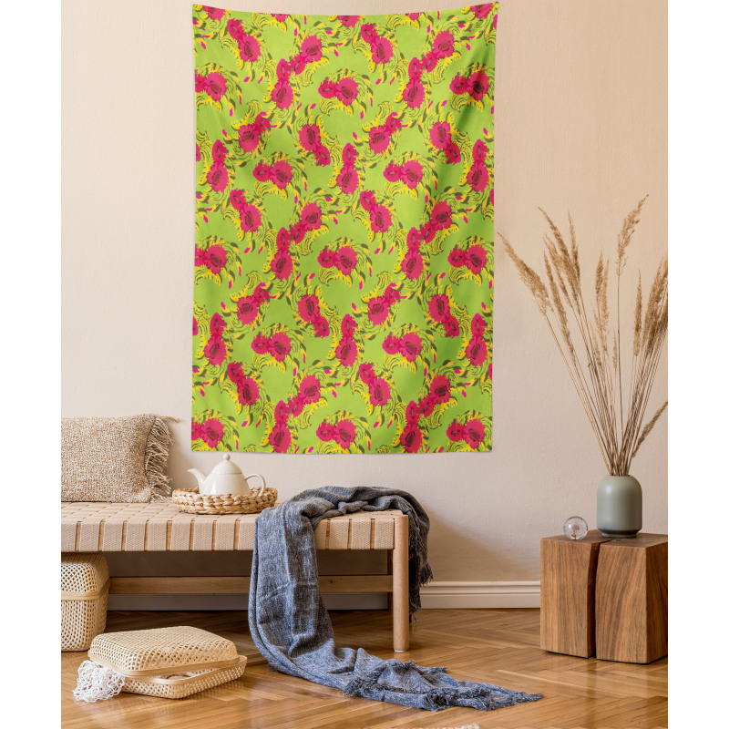 Repeated Poppy Flowers Art Tapestry