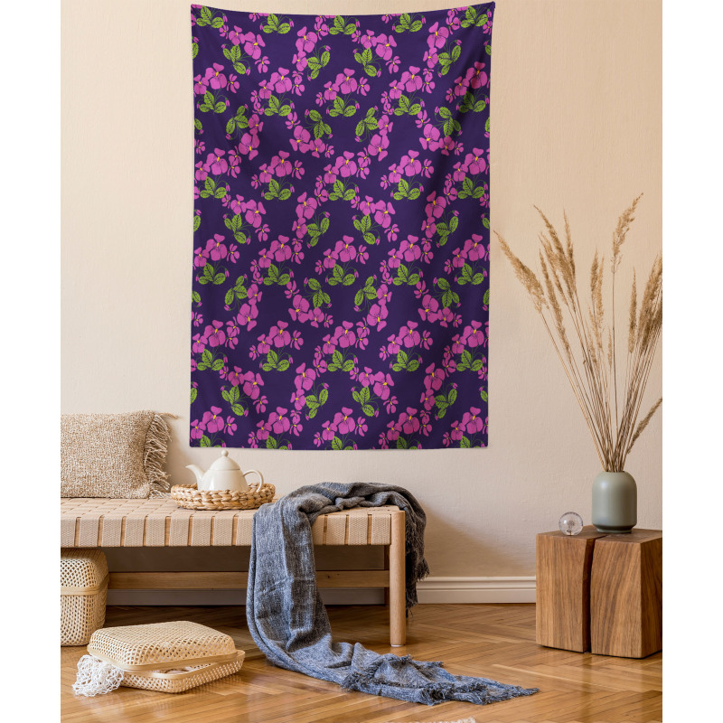 Retro Style Violet Flora Tapestry