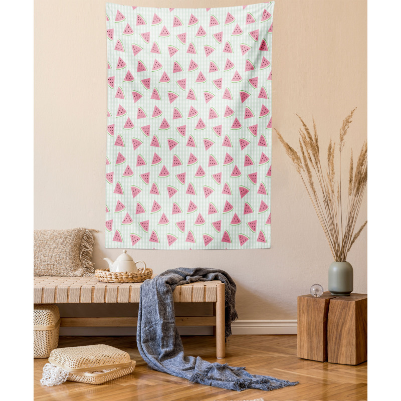 Fruit Slices Checkered Tapestry