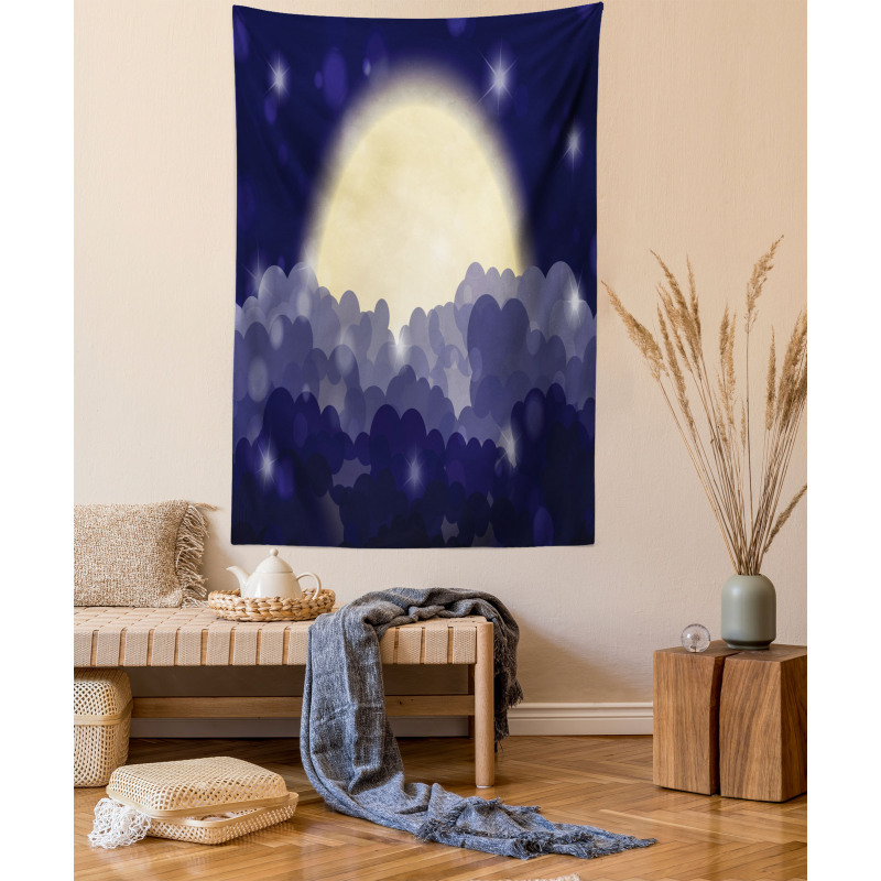 Cloudy Sky View at Night Tapestry