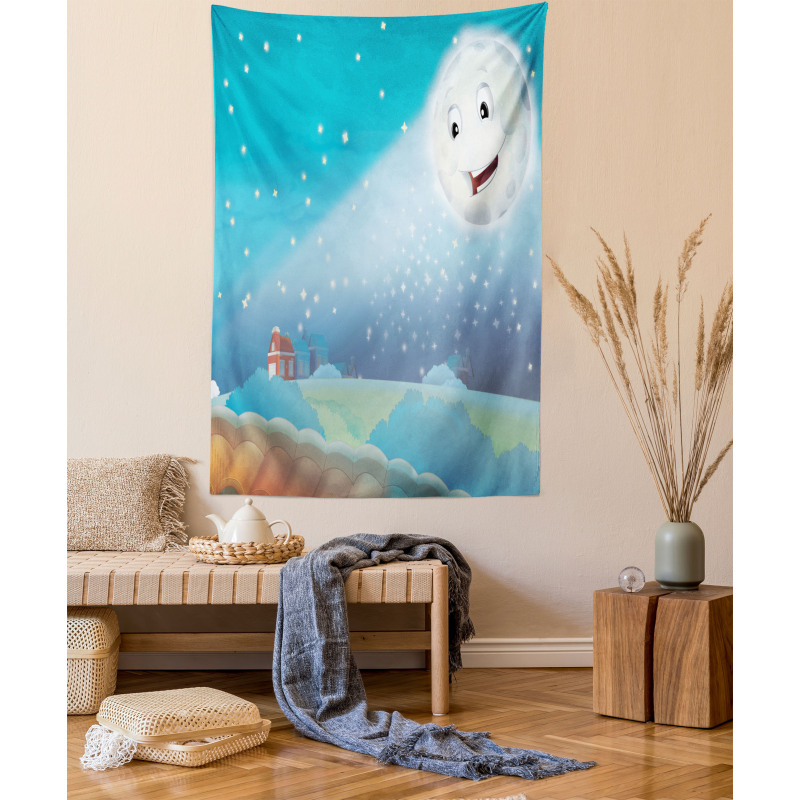 Cartoon Lunar Smiling Tapestry