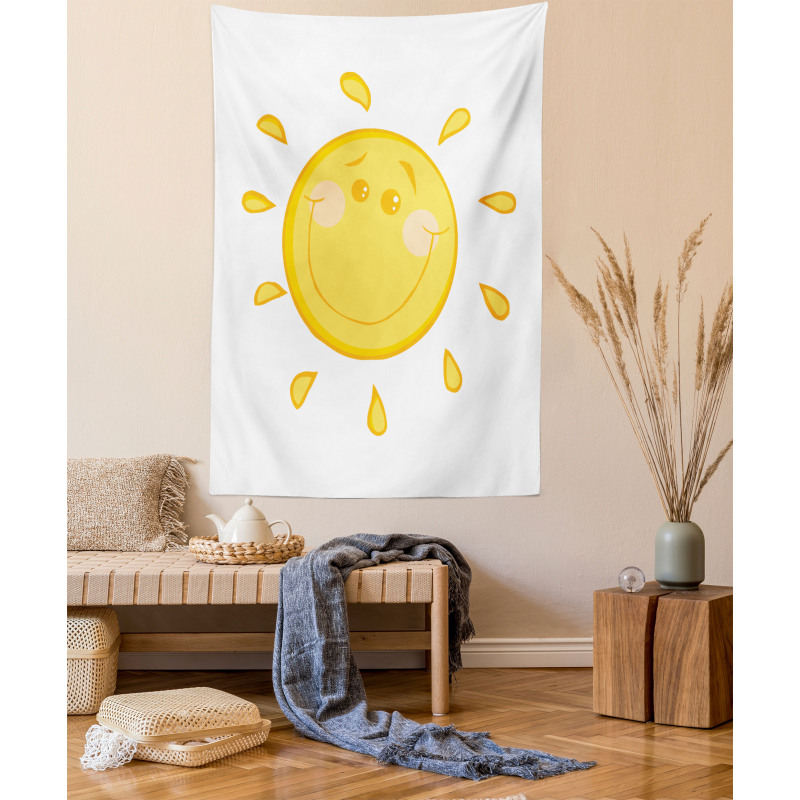 Simple Happy Sun Character Tapestry