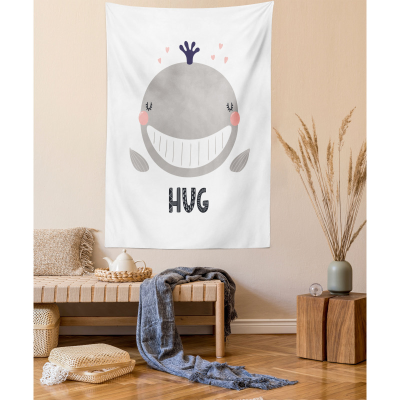 Cheerful Whale Hug Lettering Tapestry