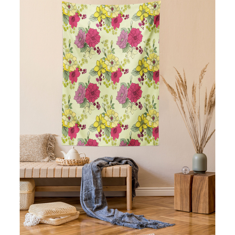 Naive Nature  Flowers Art Tapestry