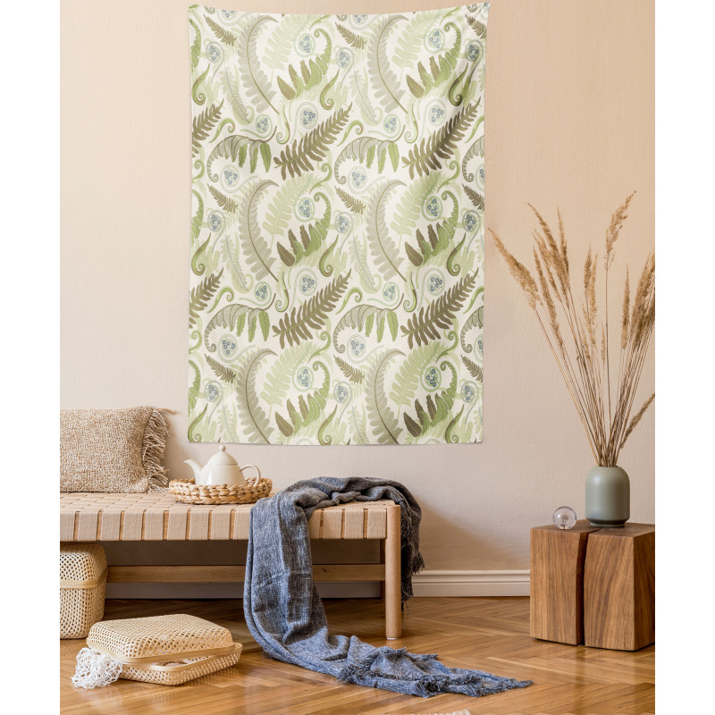 Curlicue Fern Leaves Art Tapestry