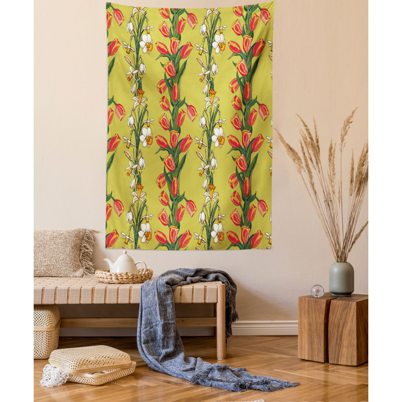 Tulips and Daffodils Pattern Tapestry