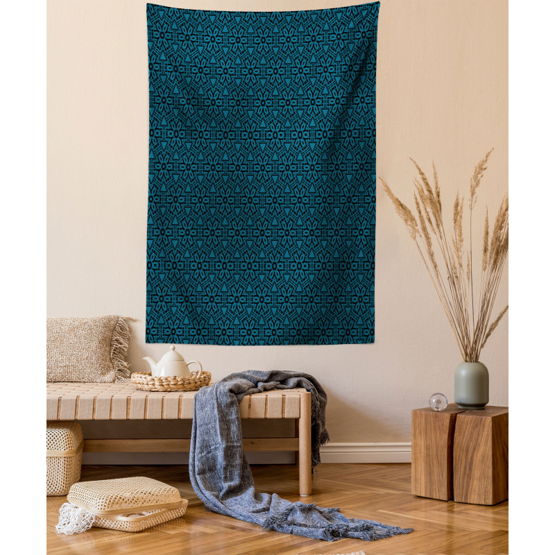 Dark Tones Flowers Lattice Tapestry