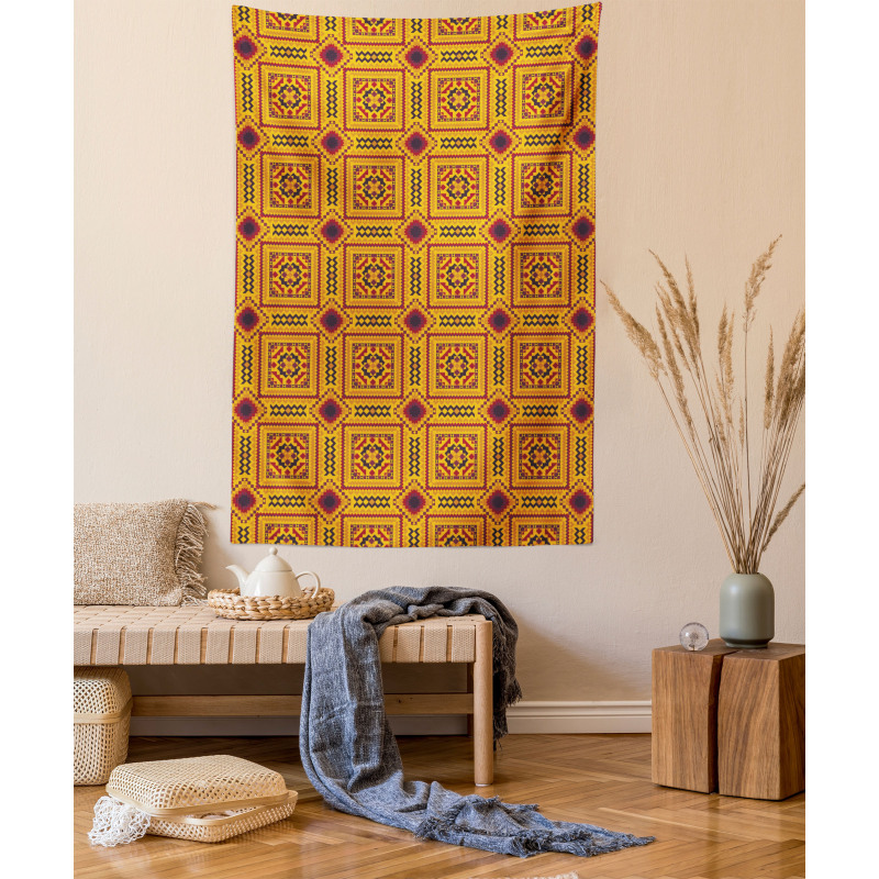 Aztec Layout Zigzags Tapestry