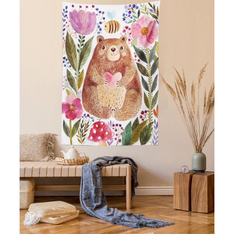 Bear with Flowers Tapestry