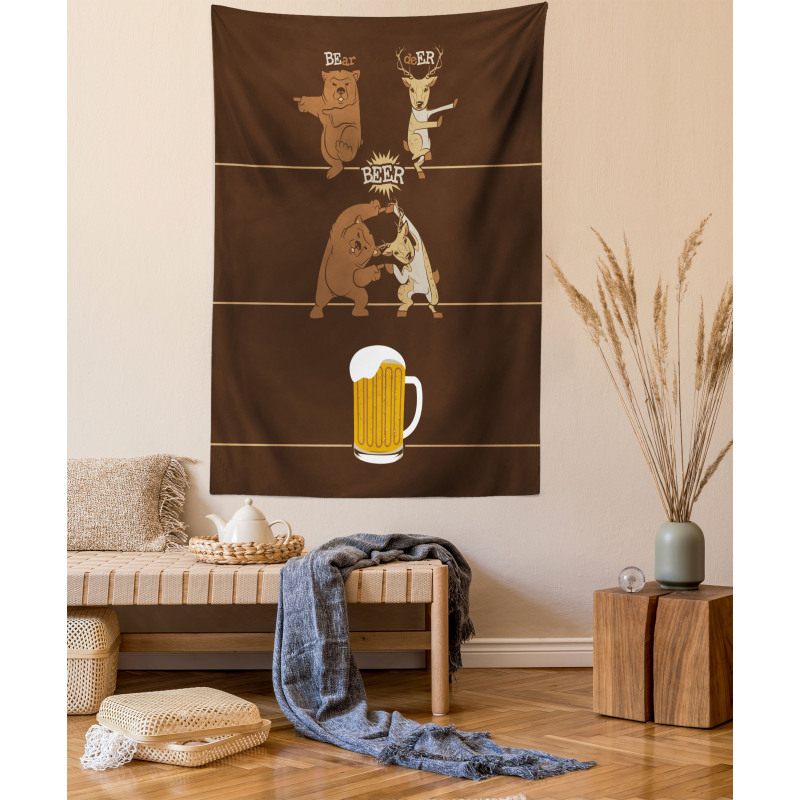 Bear Deer Beer Pub Magic Tapestry