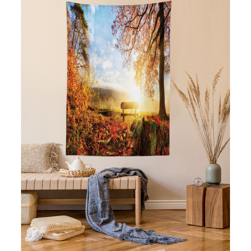 Autumn Forest Bench Tapestry