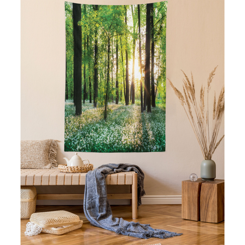 Sunny Forest Blossoms Tapestry