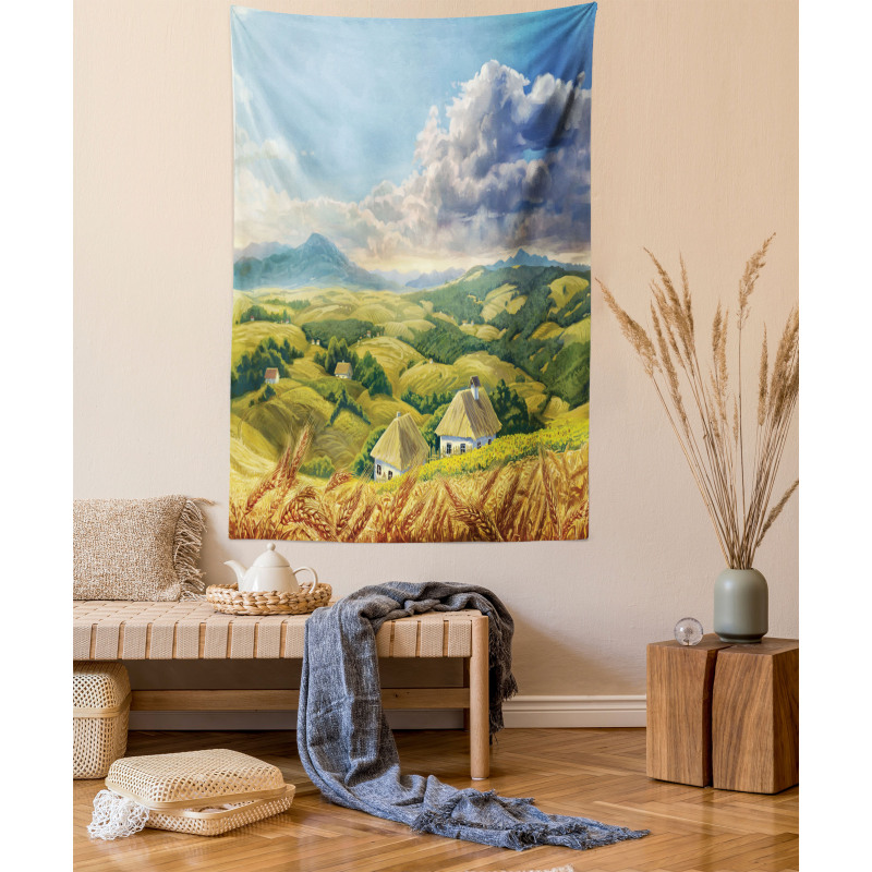 Summer Rural Houses Tapestry