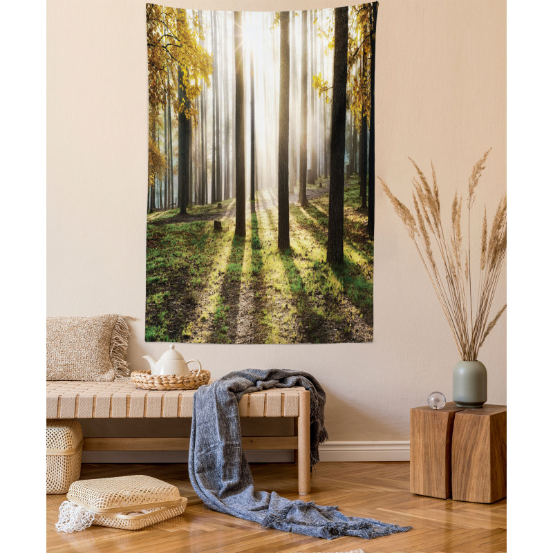 Forest Leaves at Sunrise Tapestry