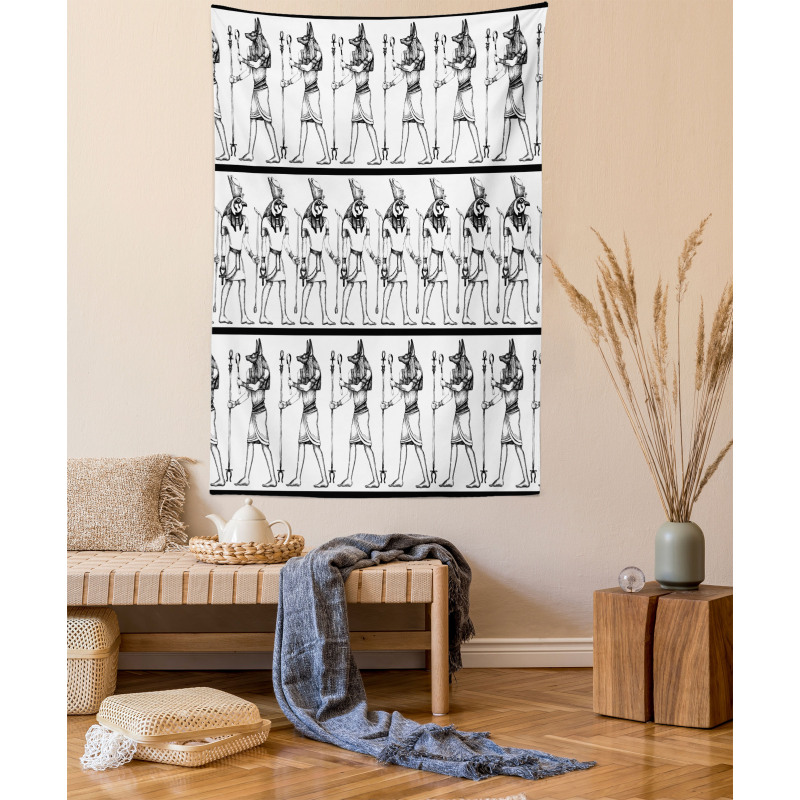 Hieroglyphics Anubis Tapestry