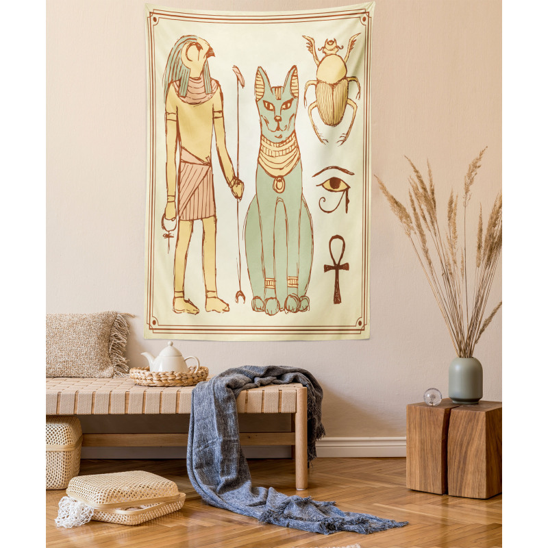 Ancient Cat Figure Tapestry