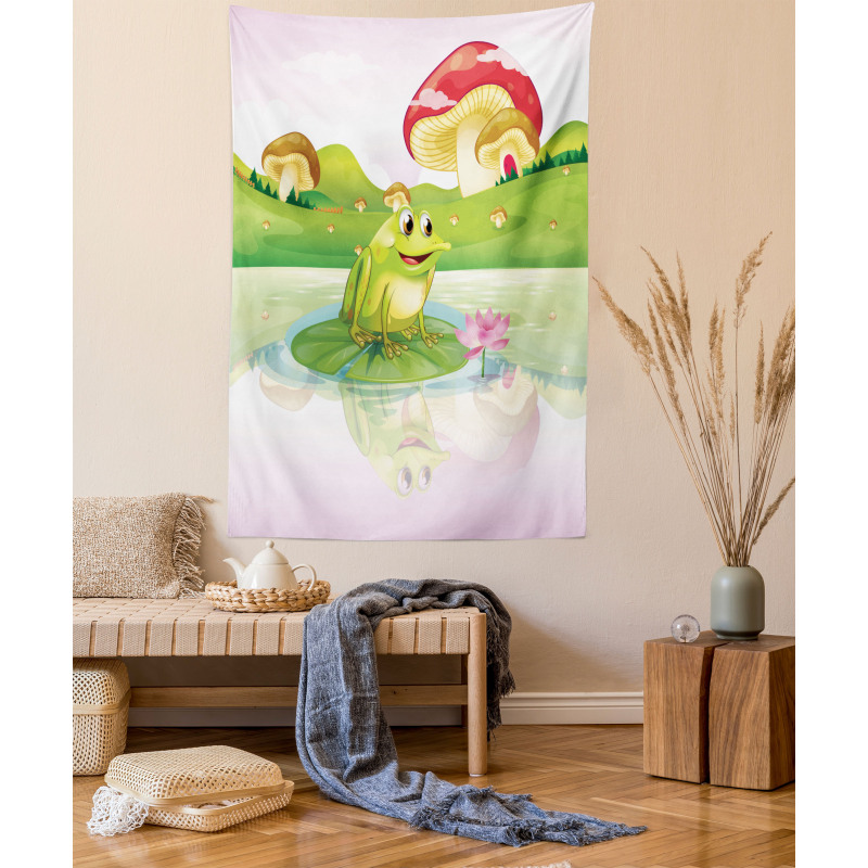 Frog on Water Lily Art Tapestry