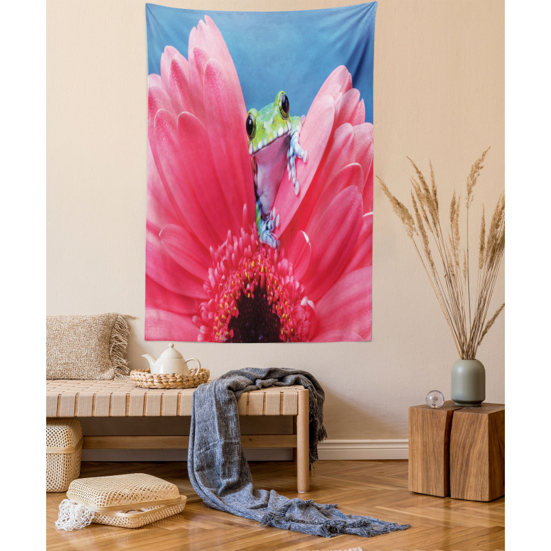 Frog on Gabera Flower Tapestry