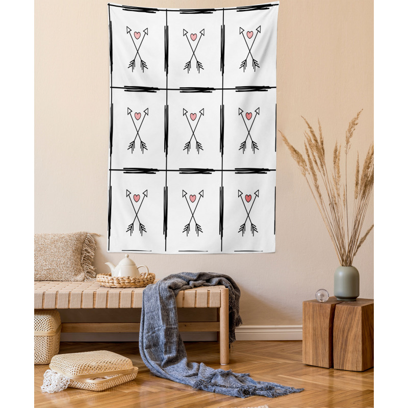 Arrow Hearts Pattern Tapestry