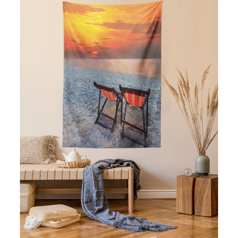 Beach with Colorful Sky Tapestry