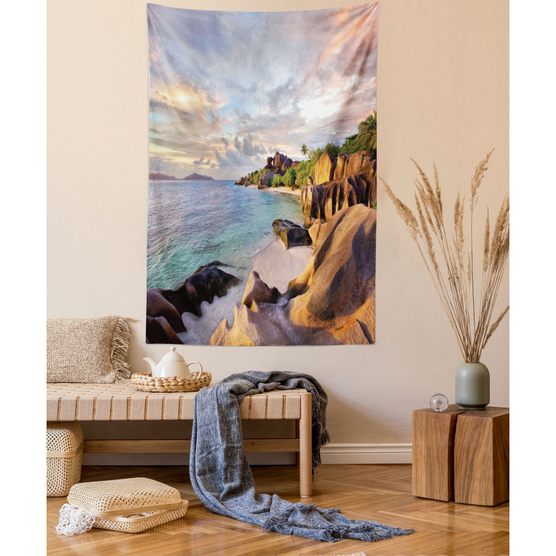 Rock Sandy Beach Island Tapestry